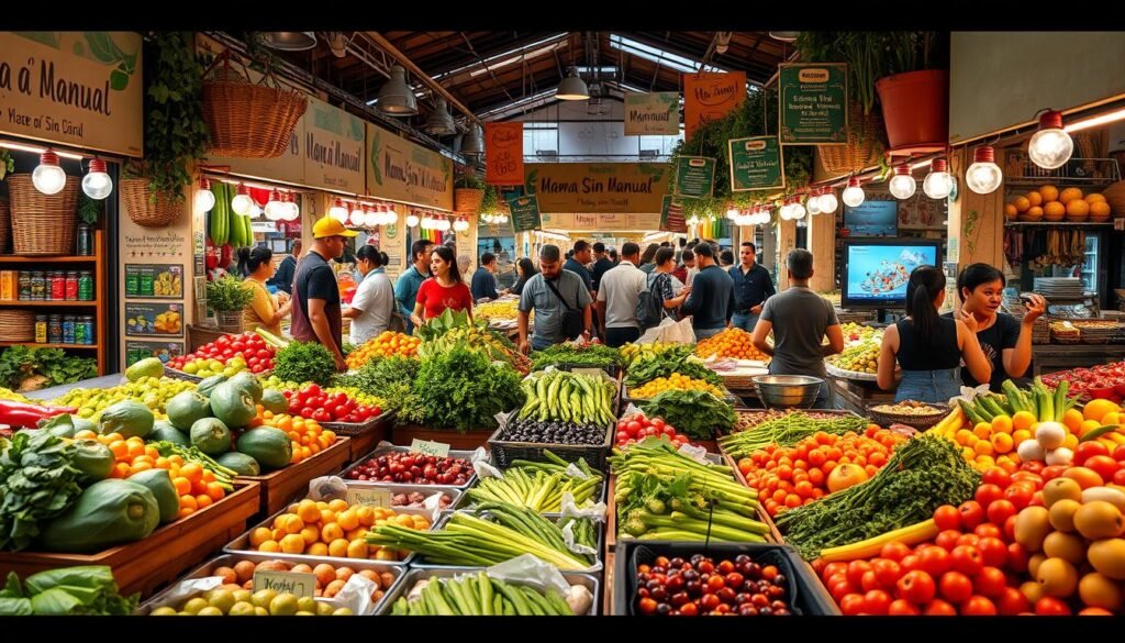 mercado de comida vegana